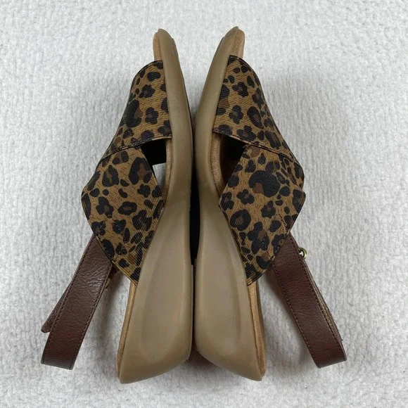 Aerosoles Badlands Wedge Sandals Womens 7M Leopard Print Slingback Comfort Shoes - Picture 6 of 8